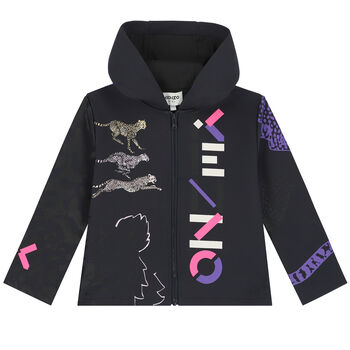 Girls Grey Logo Zip Up Top