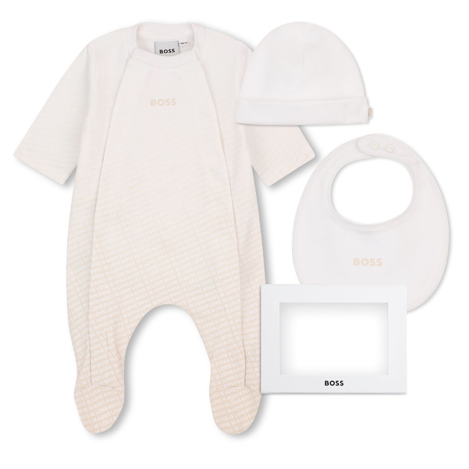 Beige & White Logo Babygrow Gift Set, 1, hi-res