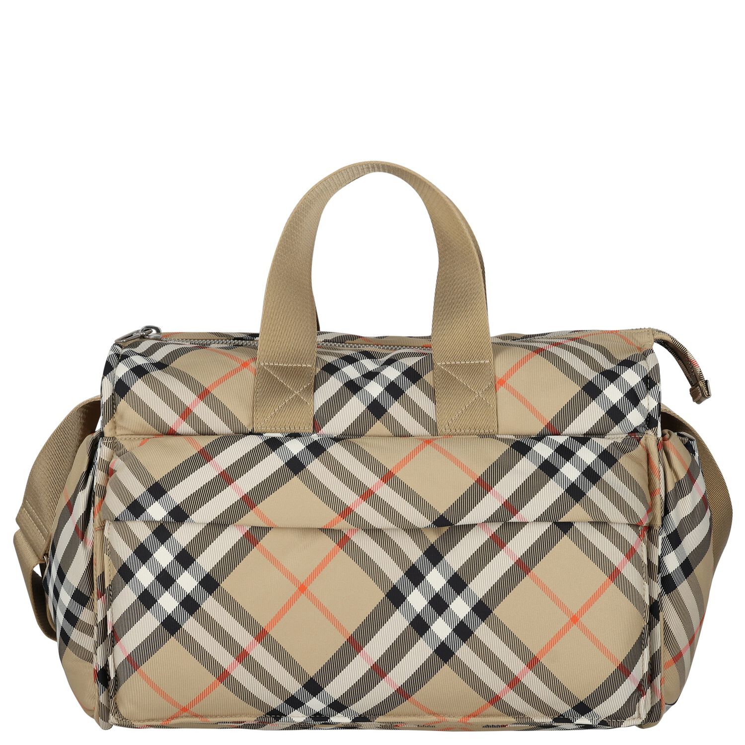 Beige Check Baby Changing Bag, 1, hi-res