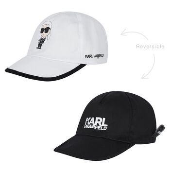 Baby Boys White & Black Logo Reversible Cap