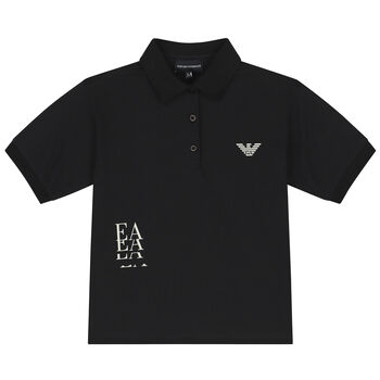 Boys Black Logo Polo Shirt