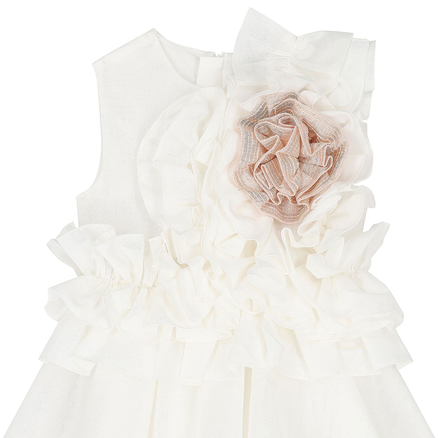Girls White Ruffle Dress, 2, hi-res image number null