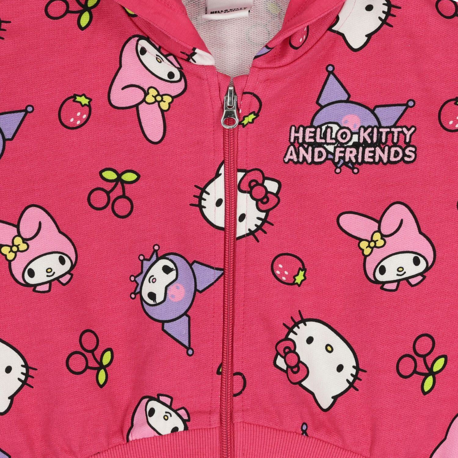 Girls Pink Hello Kitty Hooded Zip Up Top, 1, hi-res