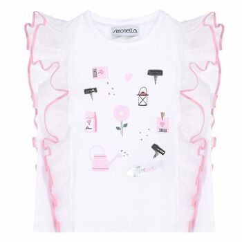 Girls White & Pink Top