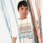 Boys Ivory Zig Zag Logo T-Shirt, 1, hi-res