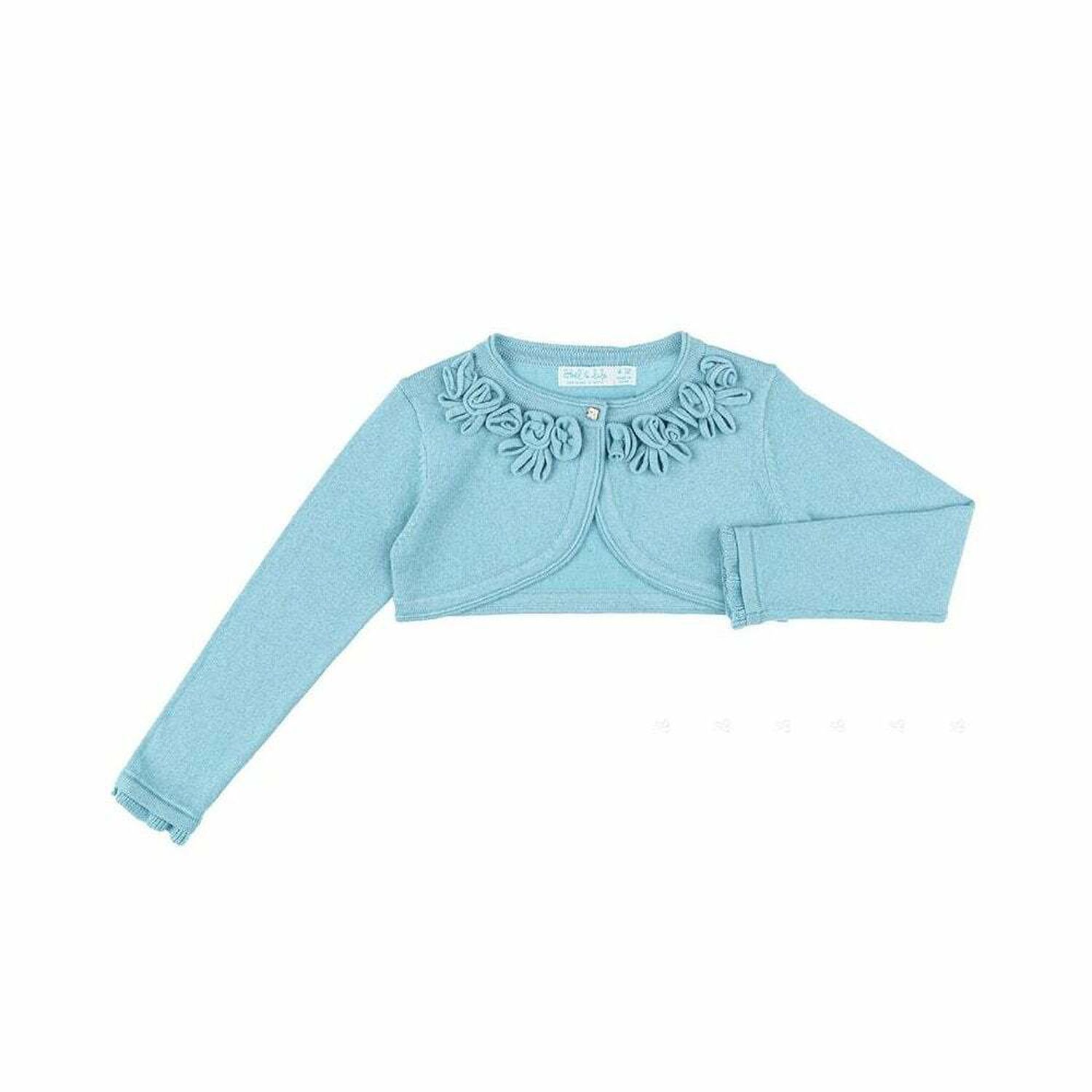 Girls Aqua Bolero Cardigan, 1, hi-res