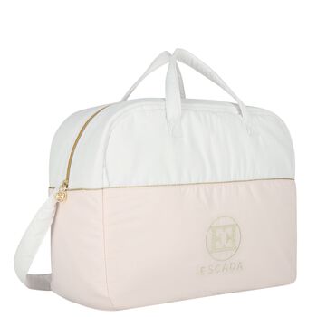 Baby Girls White & Pink Logo Changing Bag