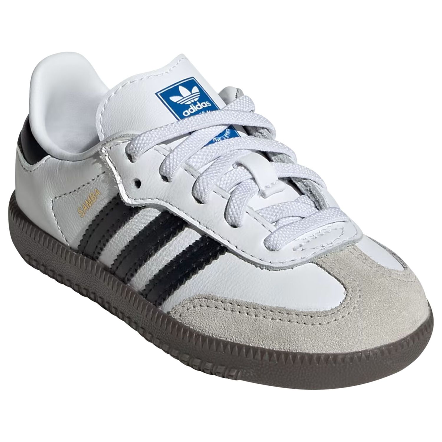 Younger White & Black Logo Samba Trainers, 1, hi-res