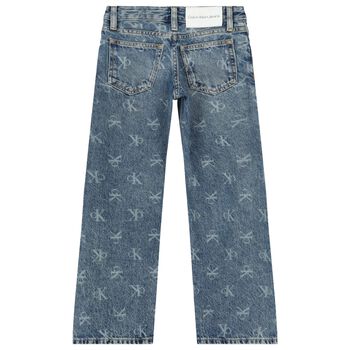 Girls Blue Logo Denim Jeans
