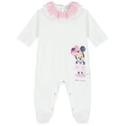 Baby Girls White Minnie Mouse Babygrow, 1, hi-res