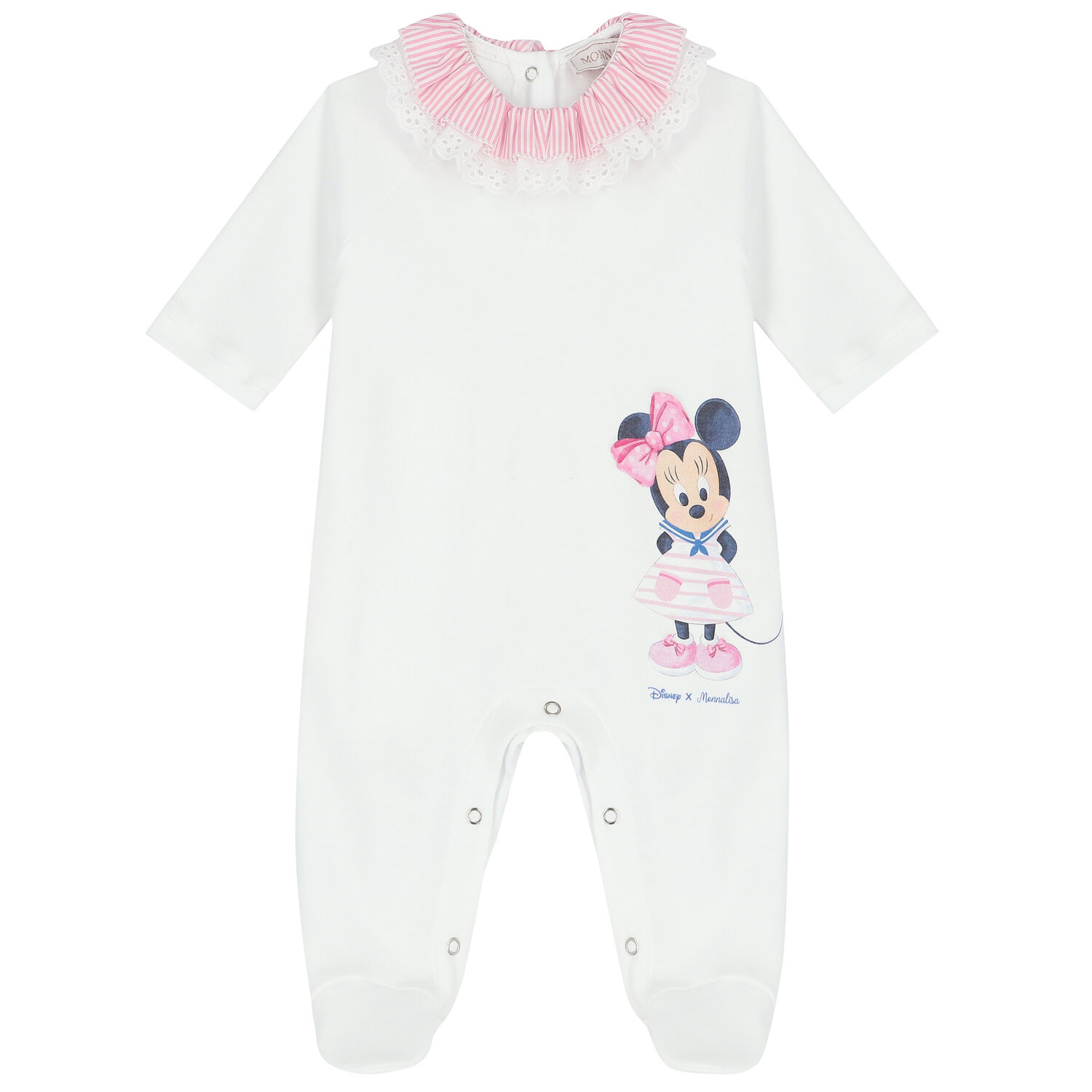 Baby Girls White Minnie Mouse Babygrow, 1, hi-res