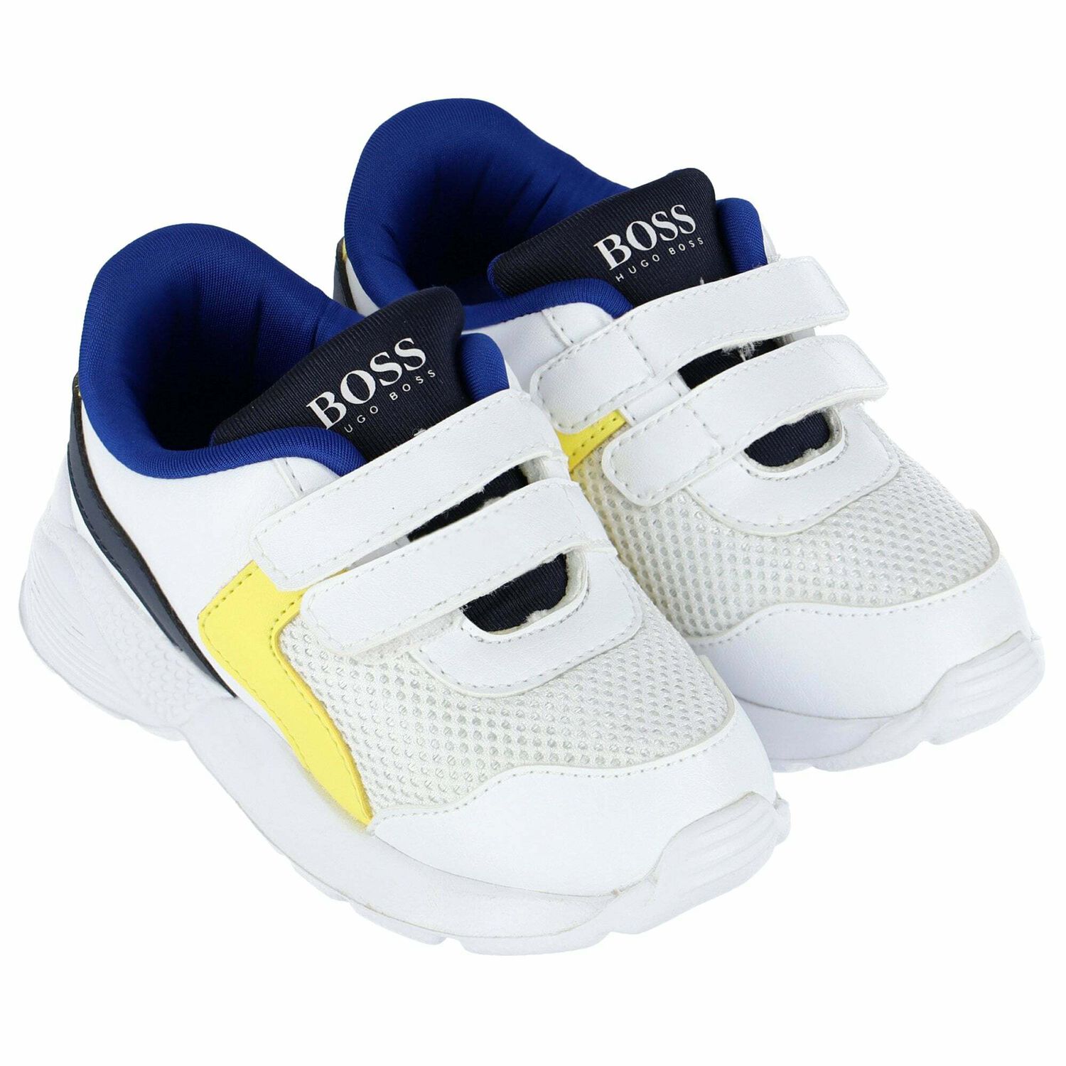 Younger Boys White Velcro Trainers, 2, hi-res