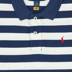 Boys Navy & White Striped Logo Polo Shirt, 1, hi-res
