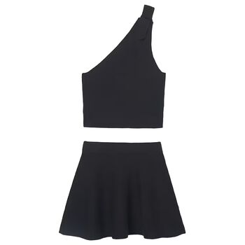 طقم تنورة باللون الأسود للبنات 