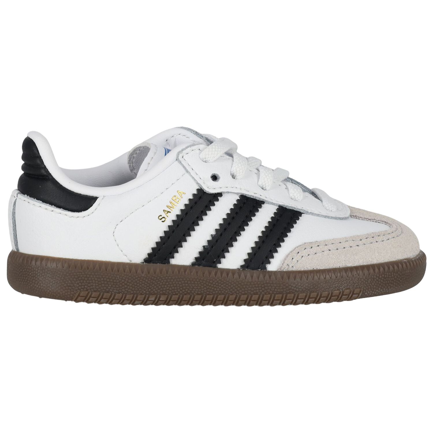 Younger White & Black Logo Samba Trainers, 1, hi-res
