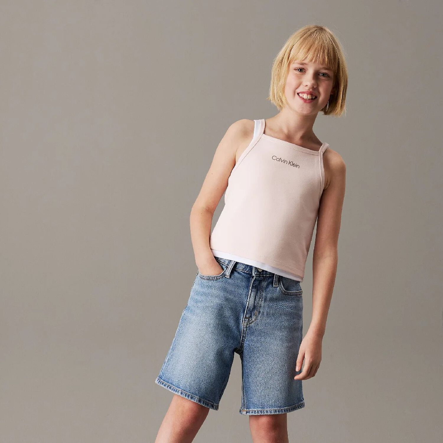 Girls Pink Jersey Strap Top, 1, hi-res image number null