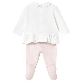 Baby Girls White & Pink Trousers Set
