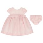Baby Girls Pink Bow Dress Set, 1, hi-res
