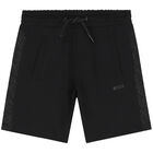Boys Black Logo Shorts, 1, hi-res