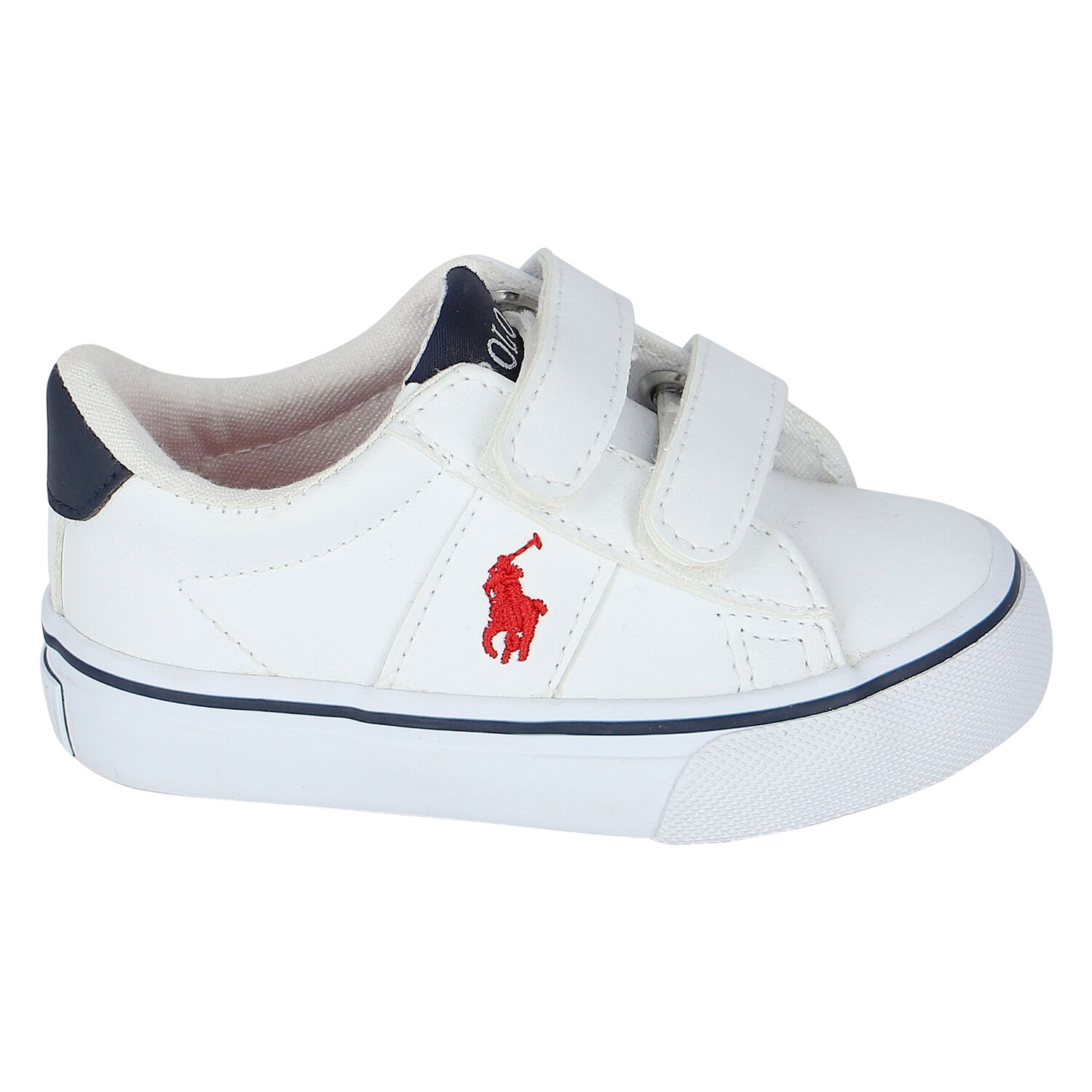 حذاء رياضي بالشعارباللون الأبيض والكحلي للأولاد, 1, hi-res