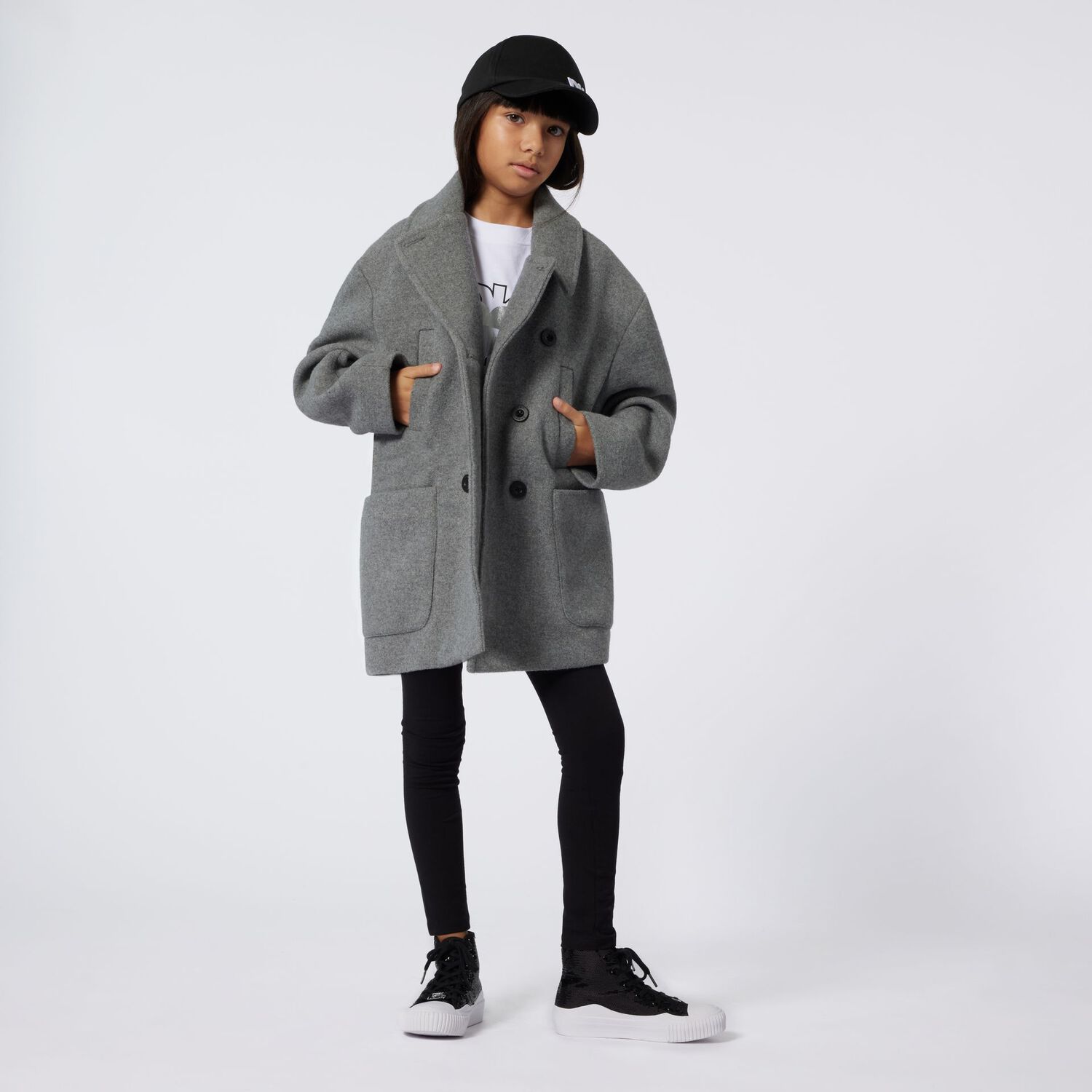 Girls Black Logo Leggings, 1, hi-res image number null