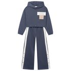 Girls Blue Hooded Tracksuit, 3, hi-res
