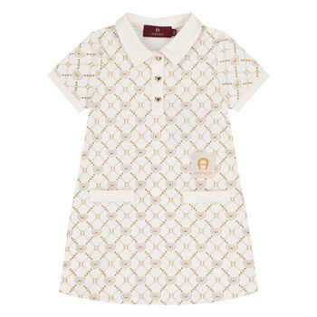 Younger Girls Ivory Logo Polo Dress