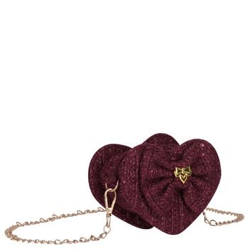 Girls Burgundy Tweed Heart Jade Handbag