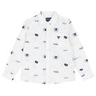 Boys White Logo Shirt, 1, hi-res