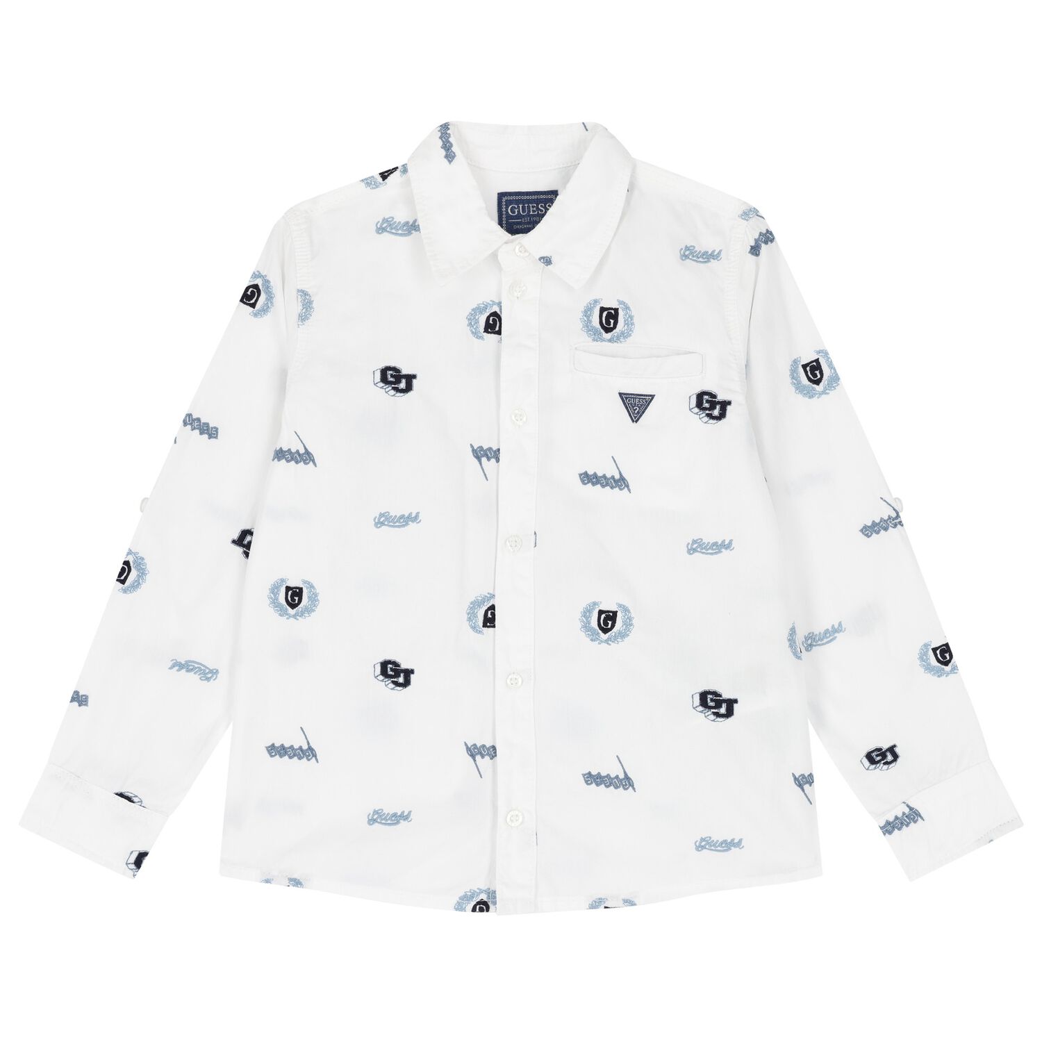 Boys White Logo Shirt, 1, hi-res image number null