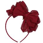 Girls Burgundy Bow Headband, 1, hi-res