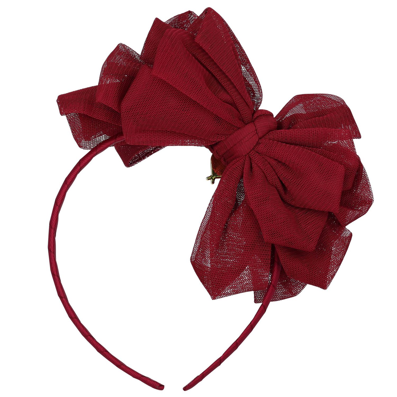 Girls Burgundy Bow Headband, 1, hi-res image number null