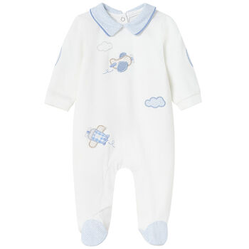 Boys White & Blue Babygrow	