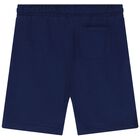 Boys Navy Blue Logo Shorts, 1, hi-res