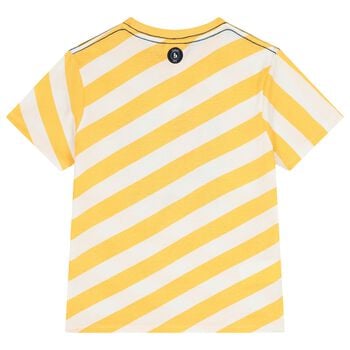 تشيرت مخطط باللونين الابيض و الاصفر للاولاد 