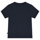 Younger Boys Navy Blue & Gold Logo T-Shirt, 2, hi-res