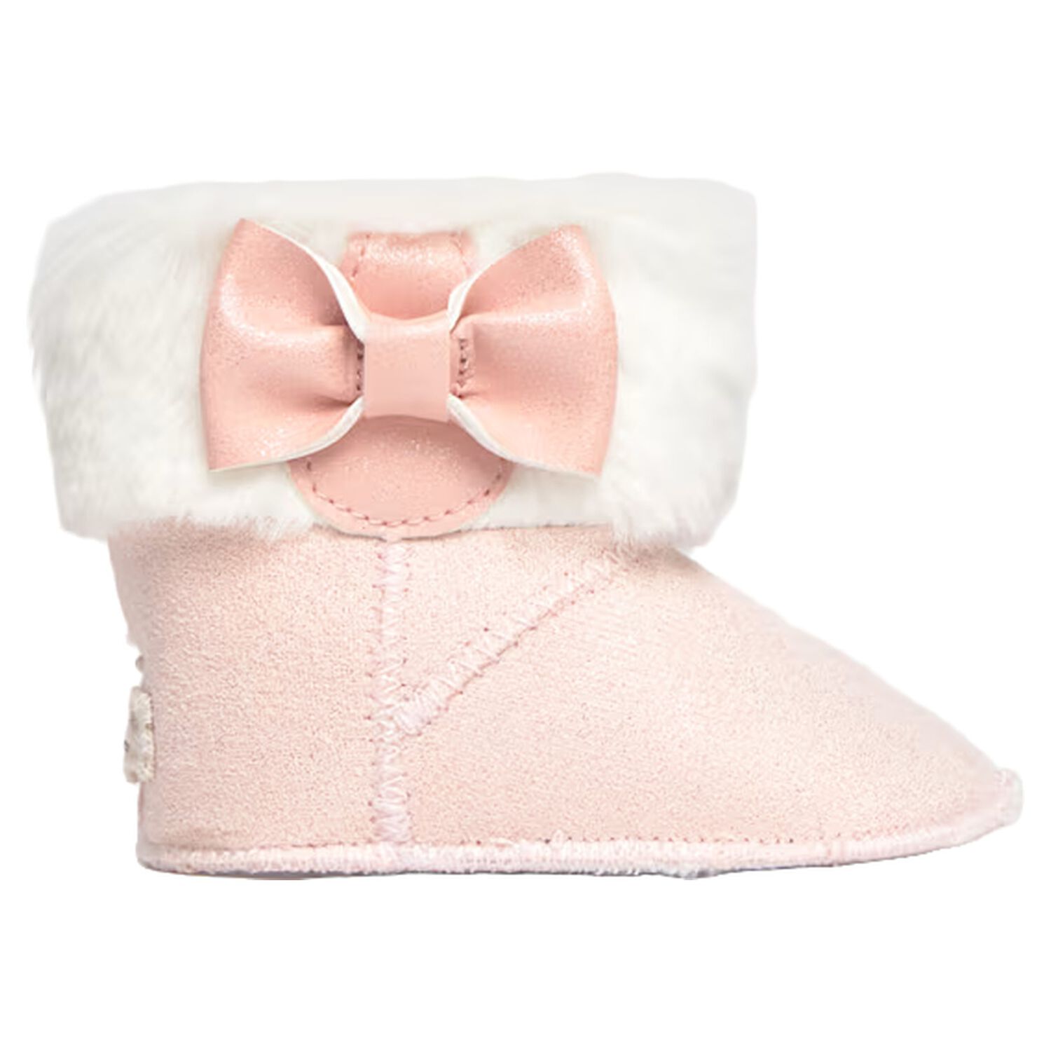 Baby Girls Pink Bow & Faux Fur Boots, 1, hi-res