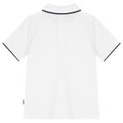 Boys White Logo Polo Shirt, 1, hi-res
