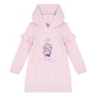 Girls Pink Logo Hooded Dress, 1, hi-res