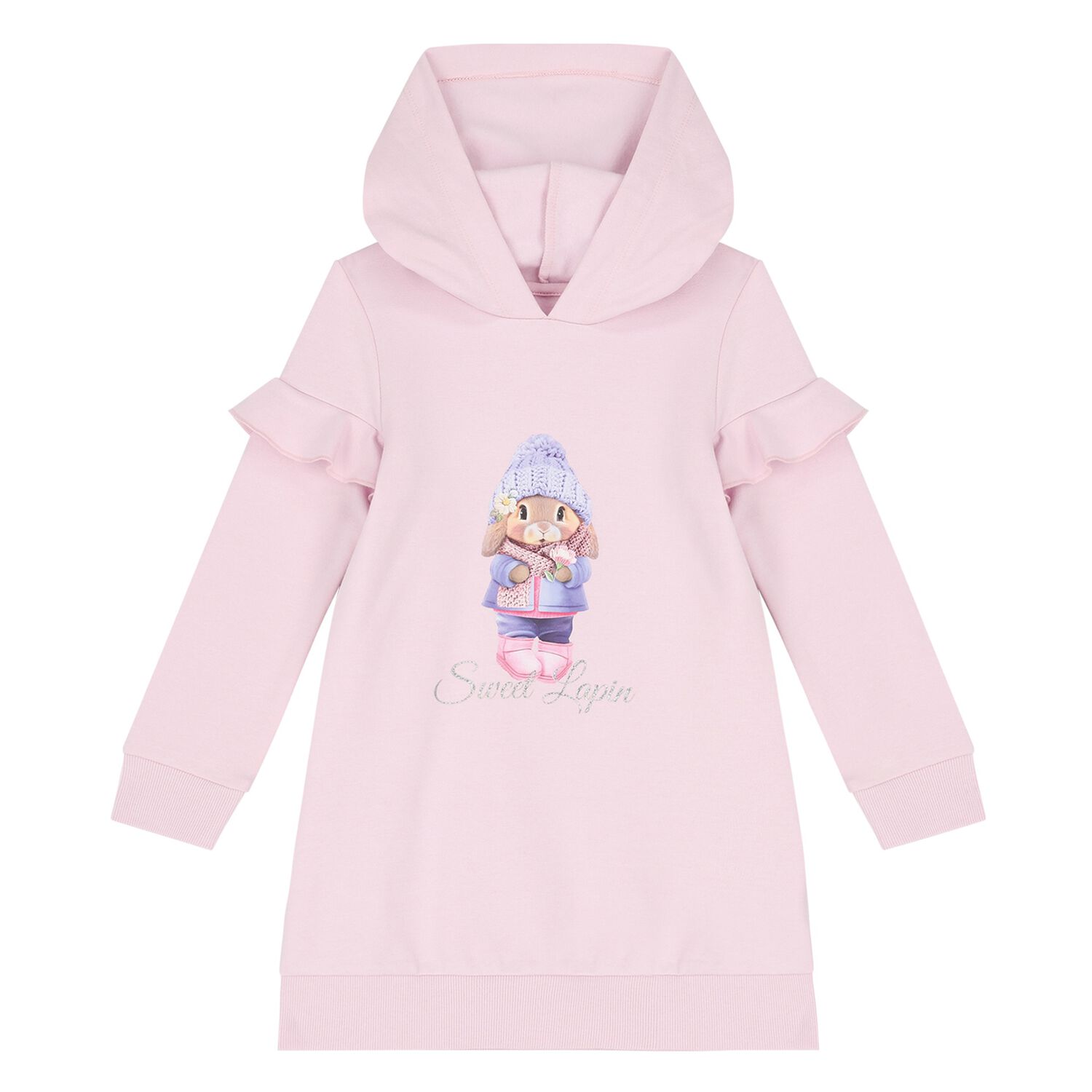 Girls Pink Logo Hooded Dress, 1, hi-res image number null