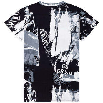 فستان بالشعار باللون الأبيض والأسود