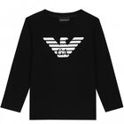 Boys Black Logo Top, 1, hi-res