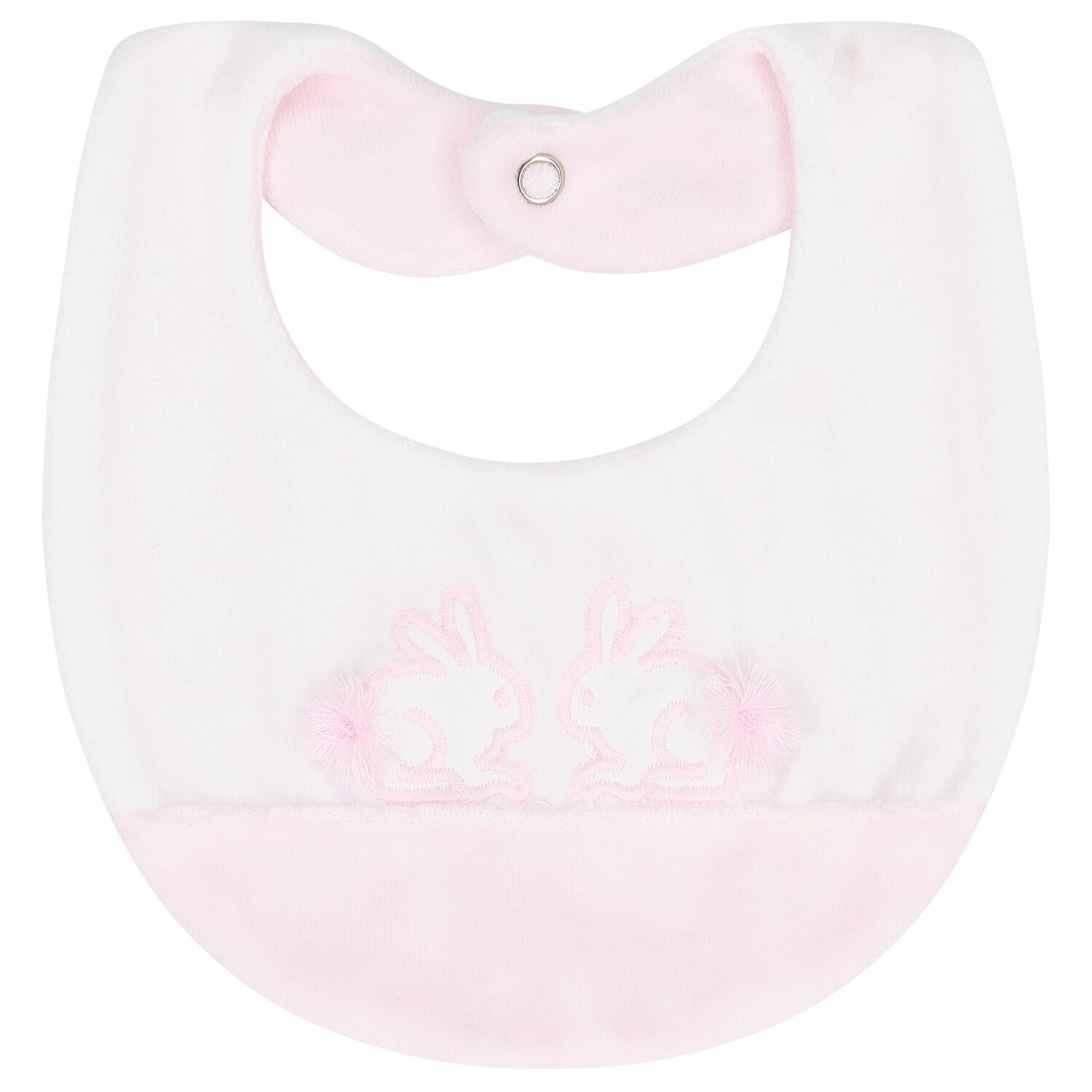 Baby Girls White & Pink Rabbit Bib, 2, hi-res