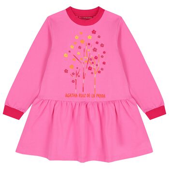 Girls Pink Embroidered Floral Dress