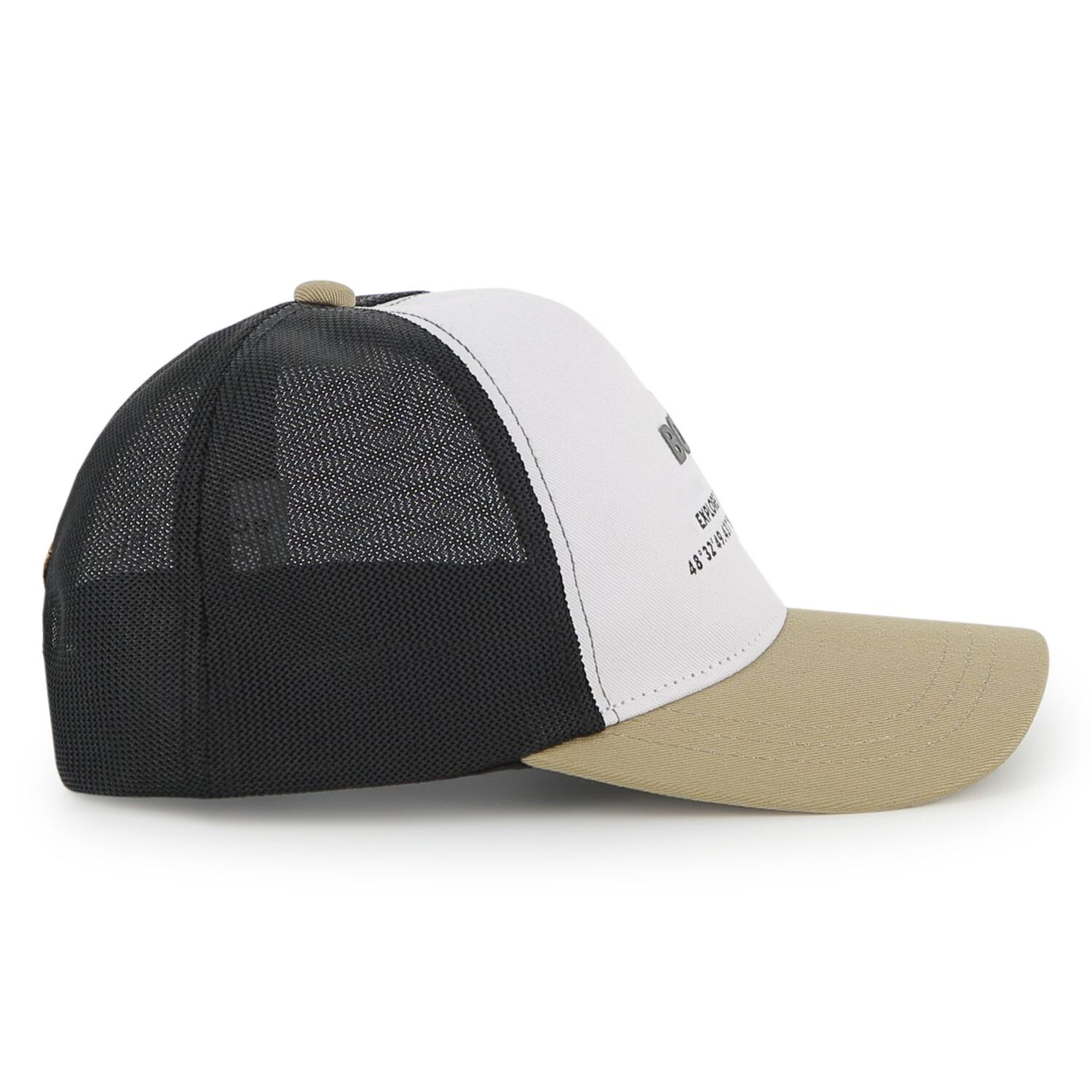 Boys White, Black & Beige Logo Cap, 1, hi-res