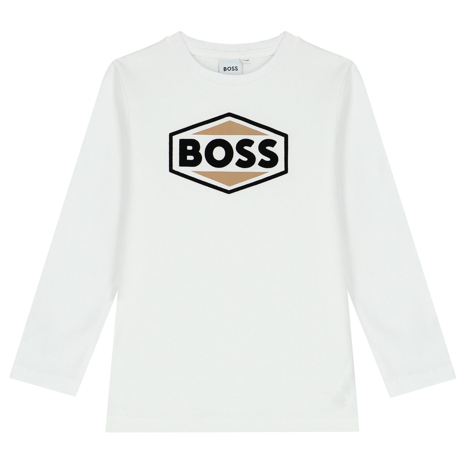 Boys White Logo Long Sleeve Top, 1, hi-res image number null