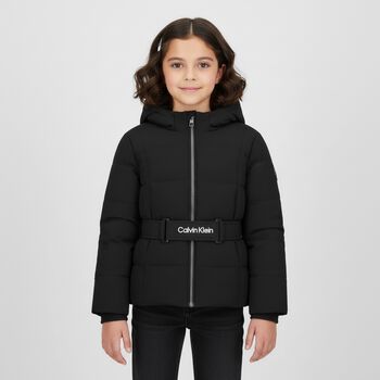 Girls Black Logo Padded Puffer Jacket