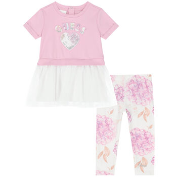 Younger Girls Pink & White Leggings Set