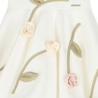 Girls White Rose Satin Dress, 1, hi-res