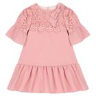 Girls Pink Lace Dress, 1, hi-res